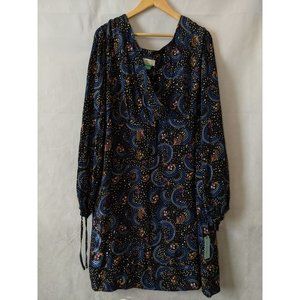 Maeve By ANTHROPOLOGIE Black Paisley Print Tunic Short Casual Dress Size 22W